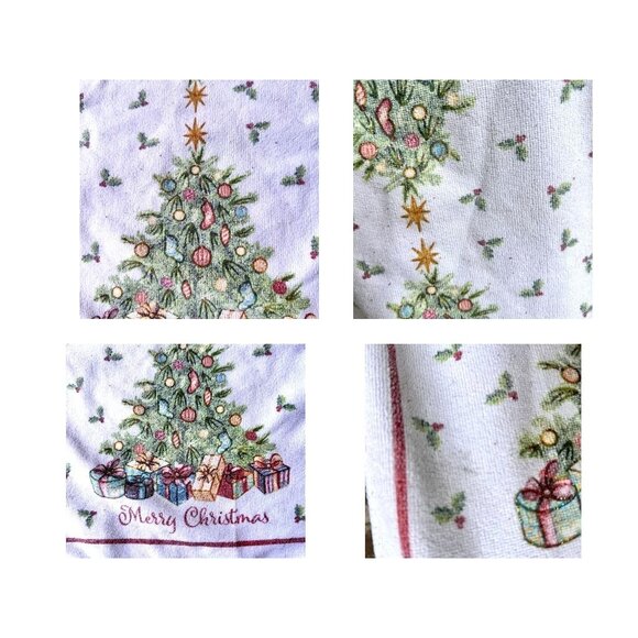 Vintage Kitchen Dish Hand Towel Christmas Tree Gold Flitter Accents 24 i… - Picture 5 of 12